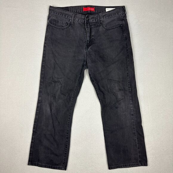 Guess Mens Size 33x30 Regular Straight Crescent Fit Jeans Gray Cotton Mid Rise - Picture 1 of 9